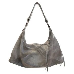Gray Suede Hobo Bag